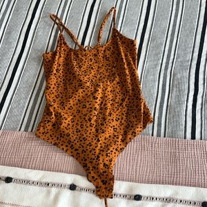 Cheetah Print Lace Up Bodysuit